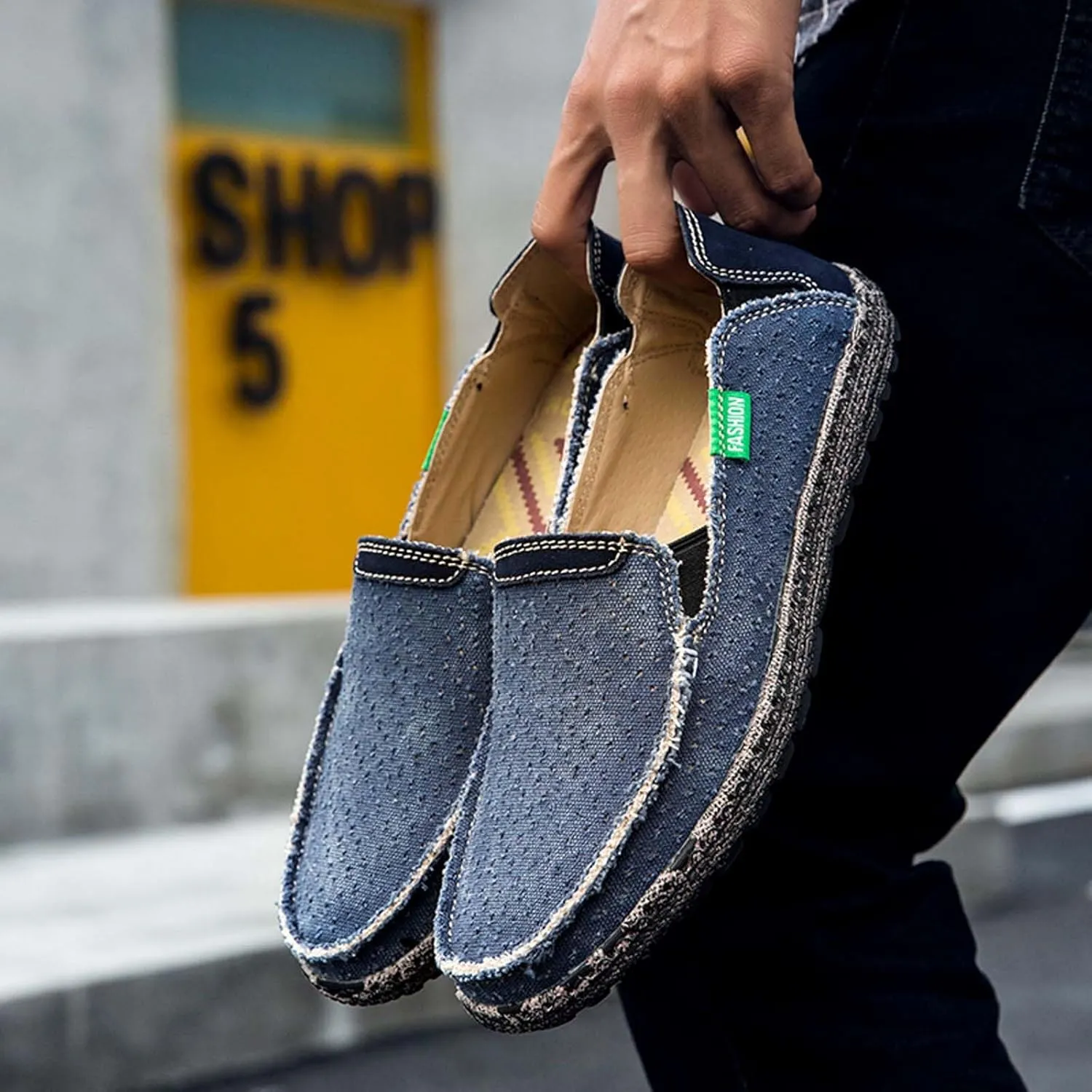 Men's Slip on Deck Shoes Cloth Canvas Casual Loafer Shoes