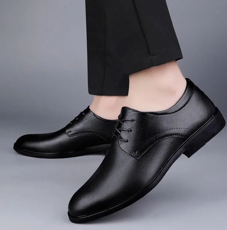 Men's Slip On Dress Shoes Men Classic Modern Wedding Formal Oxford Shoes Non-Slip Waterproof Business Derby Shoes(Black,10.5)