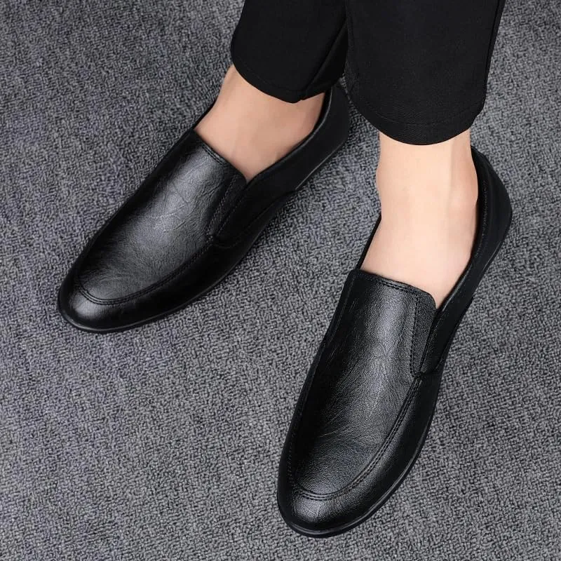 Mens Slip On Loafers Comfortable Driving Lightweight Breathable Shoes Leather Casual Shoes for Business Office Work Wedding