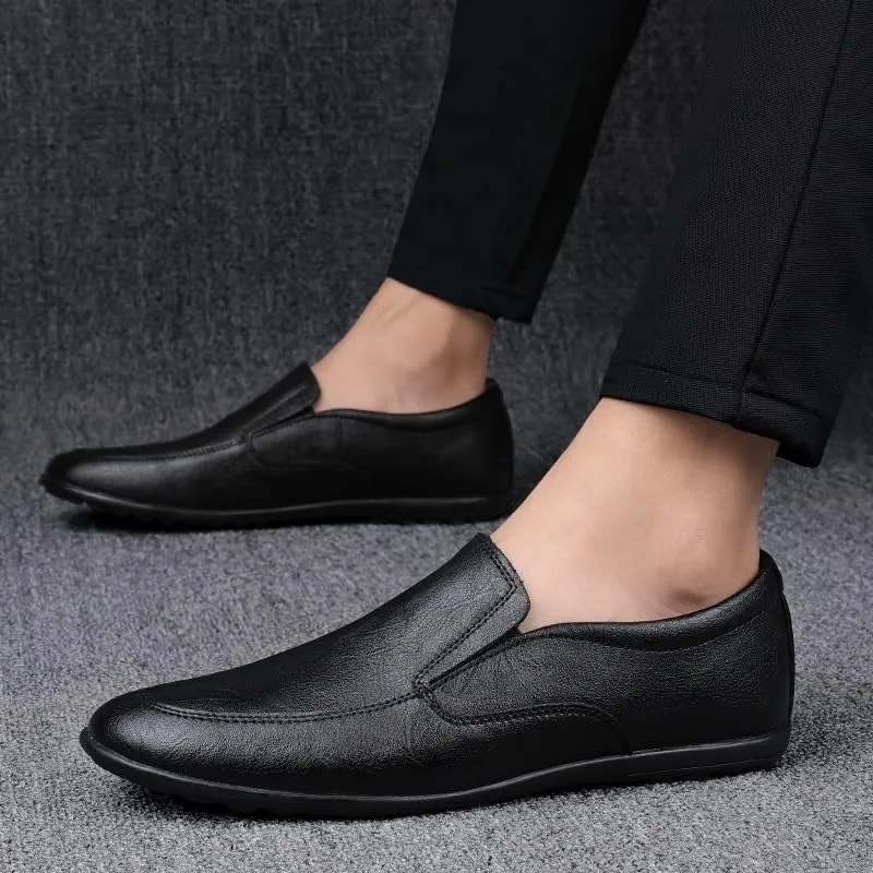 Mens Slip On Loafers Comfortable Driving Lightweight Breathable Shoes Leather Casual Shoes for Business Office Work Wedding