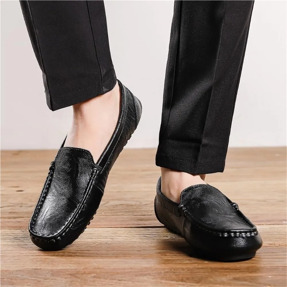 Mens Square Toe Loafers Slip On Moccasins Faux Leather Comfortable Anti Slip Flexible Lightweight Prom Wedding Casual Shoes