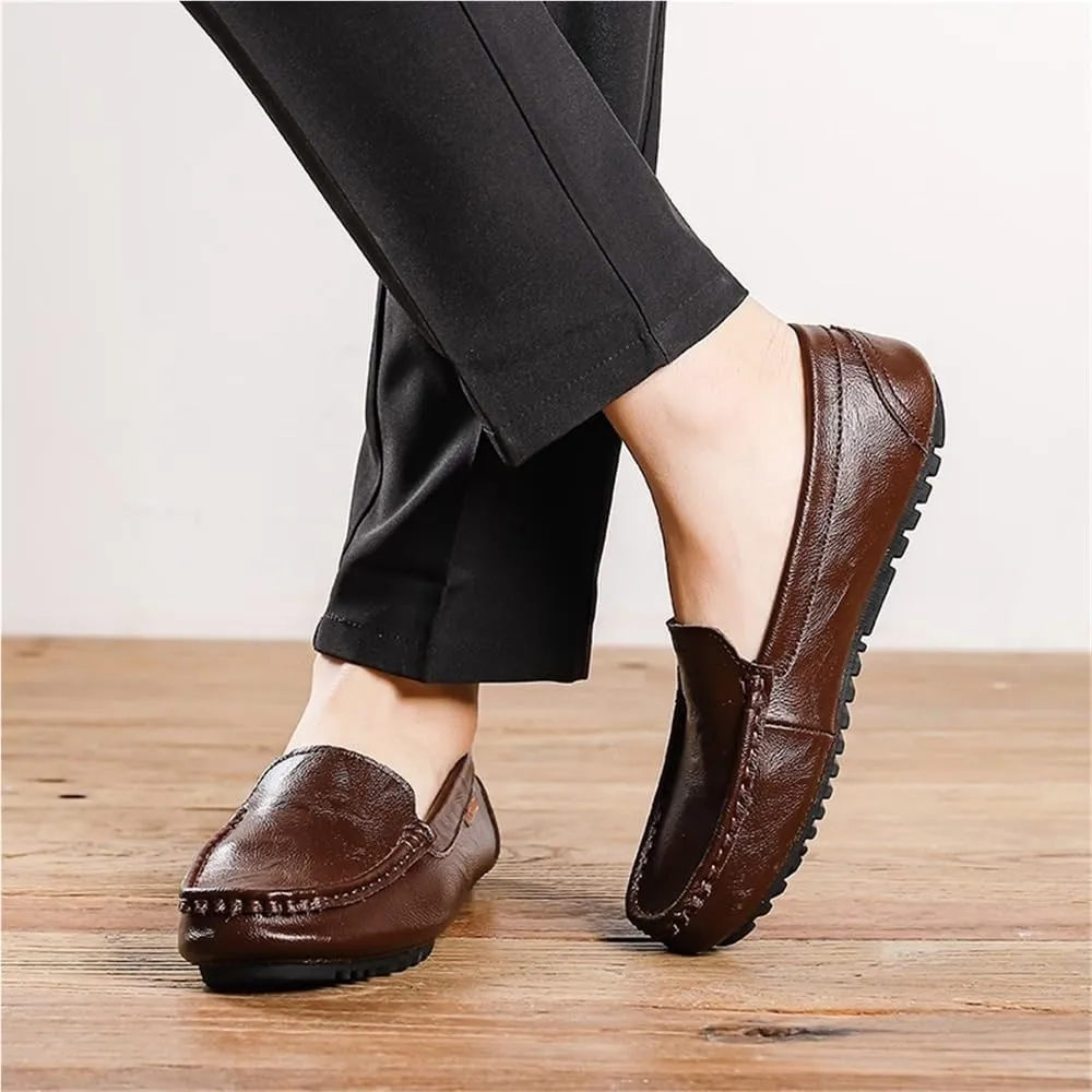 Mens Square Toe Loafers Slip On Moccasins Faux Leather Comfortable Anti Slip Flexible Lightweight Prom Wedding Casual Shoes