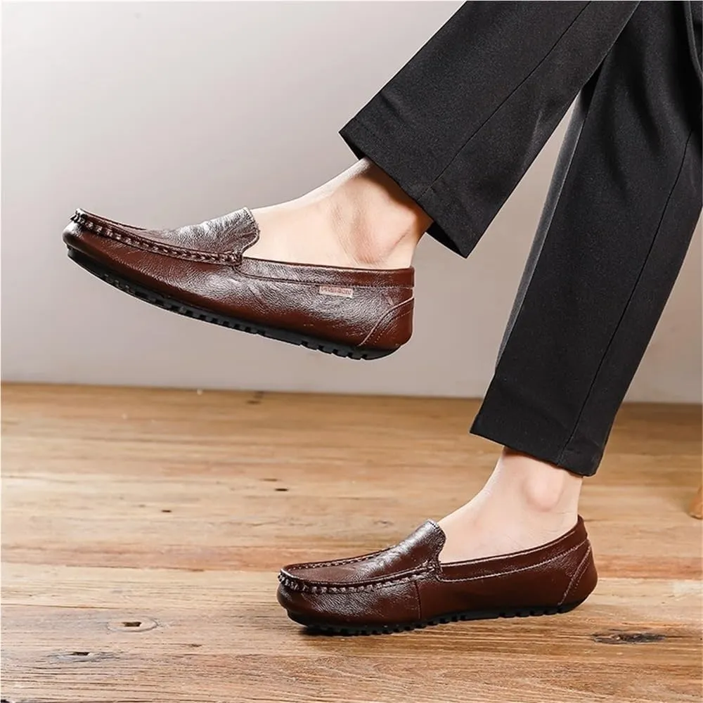 Mens Square Toe Loafers Slip On Moccasins Faux Leather Comfortable Anti Slip Flexible Lightweight Prom Wedding Casual Shoes