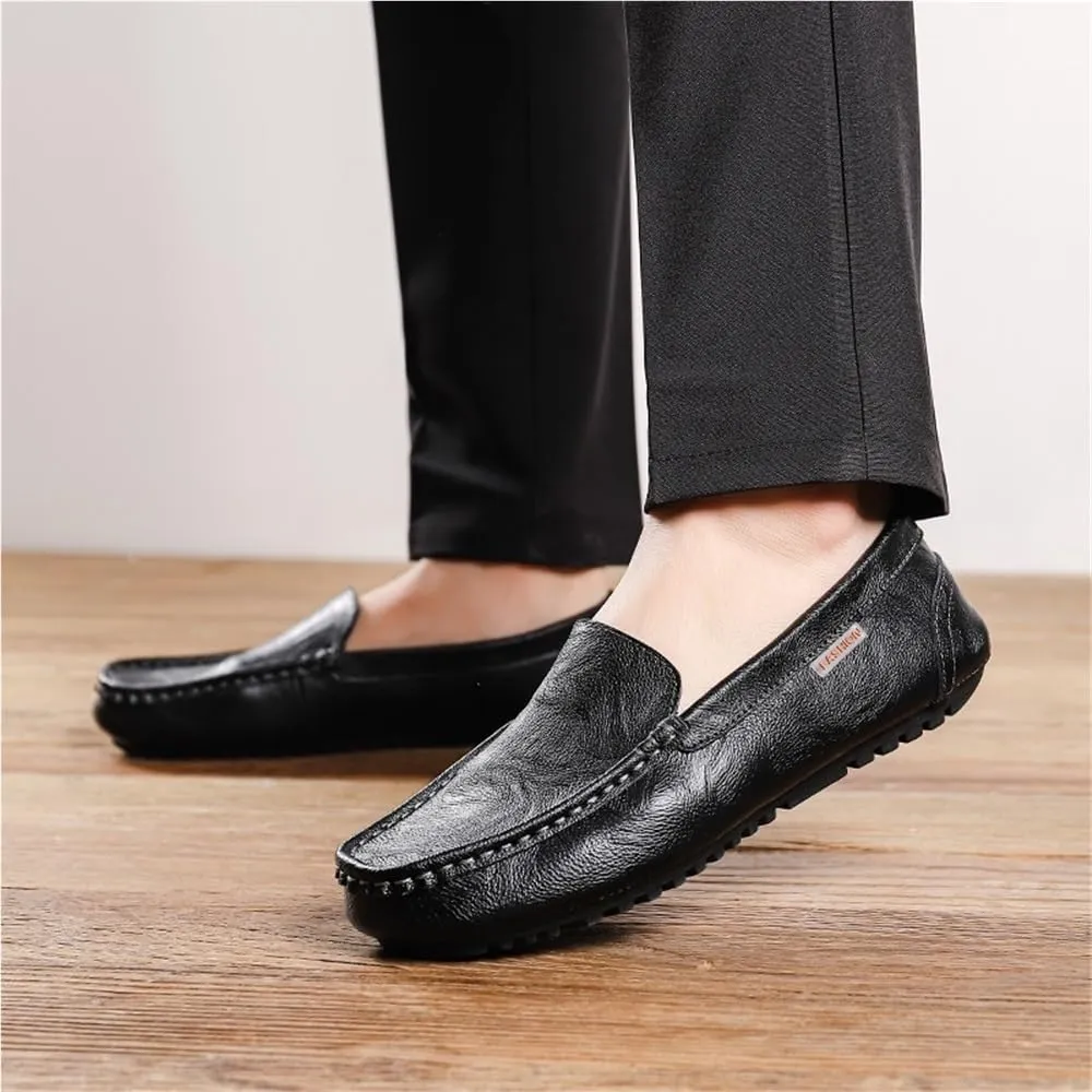 Mens Square Toe Loafers Slip On Moccasins Faux Leather Comfortable Anti Slip Flexible Lightweight Prom Wedding Casual Shoes