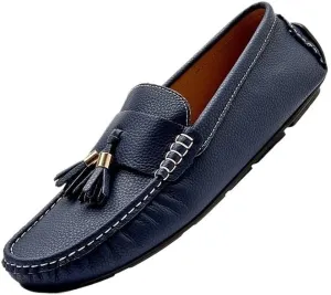 Men's Square Toe PU Leather Loafers - Comfortable Driving Shoes with Flat Heel, Slip-Resistant, Ideal for Walking, Parties, and Casual Wear