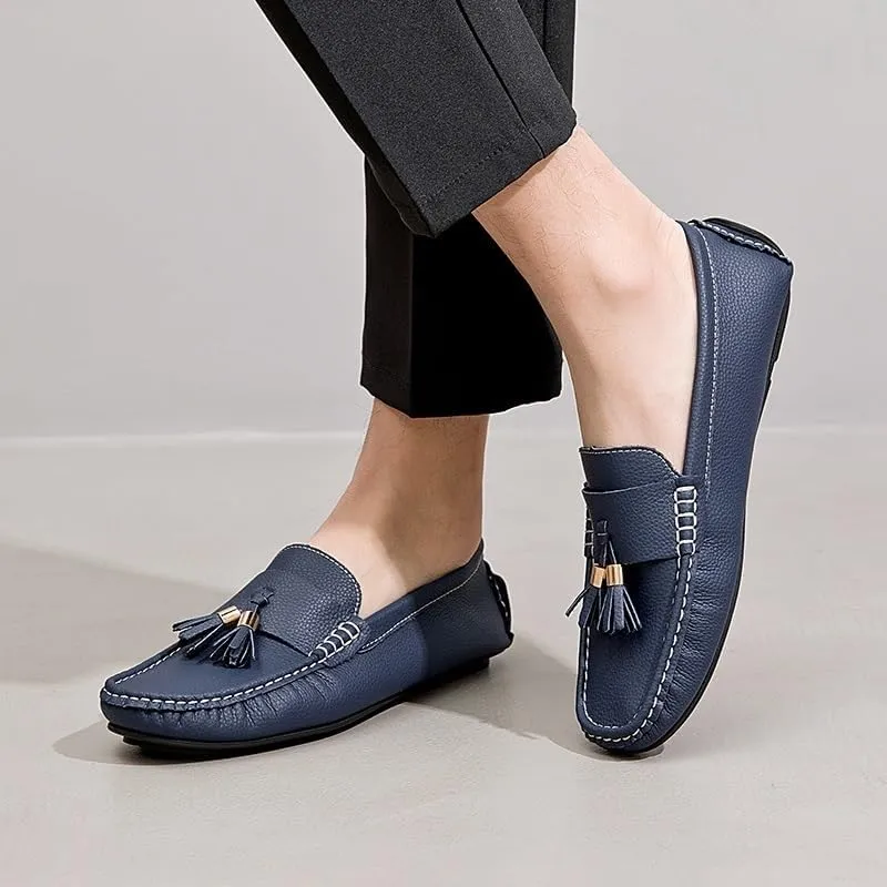 Men's Square Toe PU Leather Loafers - Comfortable Driving Shoes with Flat Heel, Slip-Resistant, Ideal for Walking, Parties, and Casual Wear