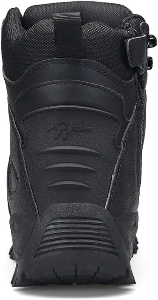 Men's Tactical Ankle Boots: Side Zipper Military Work Boots, Hook & Loop Closure
