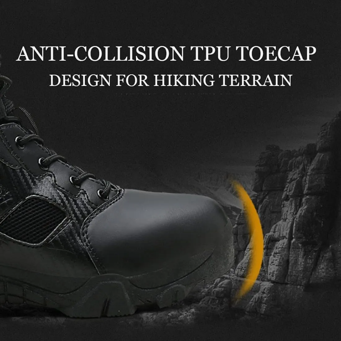 Men's Tactical Ankle Boots: Side Zipper Military Work Boots, Hook & Loop Closure