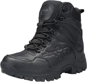 Men's Tactical Ankle Boots: Side Zipper Military Work Boots, Hook & Loop Closure