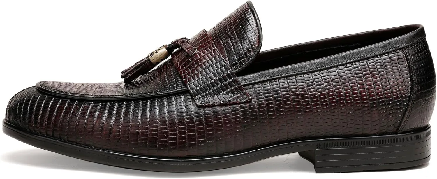 Men's Tassel Loafers Business Slip-On Penny Loafer Leather Shoes for Mens Dress Shoes Classic Fashion Casual Shoes Grey Coffee Slip on Dress Shoes