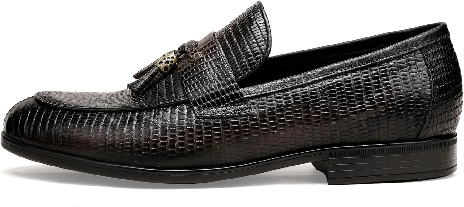 Men's Tassel Loafers Business Slip-On Penny Loafer Leather Shoes for Mens Dress Shoes Classic Fashion Casual Shoes Grey Coffee Slip on Dress Shoes