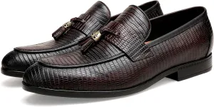 Men's Tassel Loafers Business Slip-On Penny Loafer Leather Shoes for Mens Dress Shoes Classic Fashion Casual Shoes Grey Coffee Slip on Dress Shoes