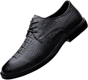 Men's Vintage Leather Lace Up Oxford Dress Shoes - Genuine Leather Tuxedo Shoes for Business and Formal Events