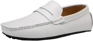 Mens Vintage Loafers Shoes Pu Leather Driving Loafers Prom Solid Color Round Toe Slip On