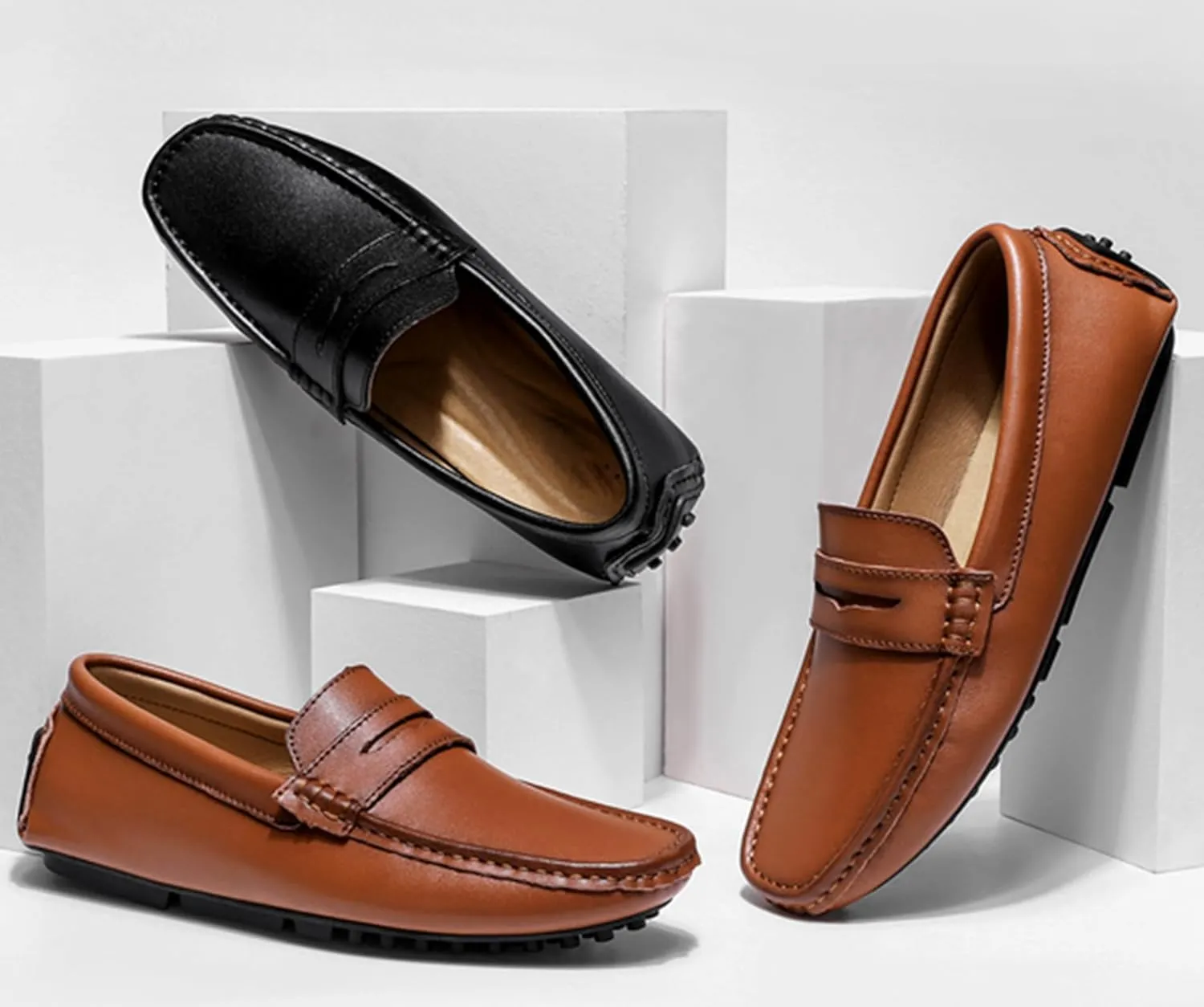 Minishion Boys Mens Comfortable Dress Shoes Loafers with Buckle Driving Moccasins YY007