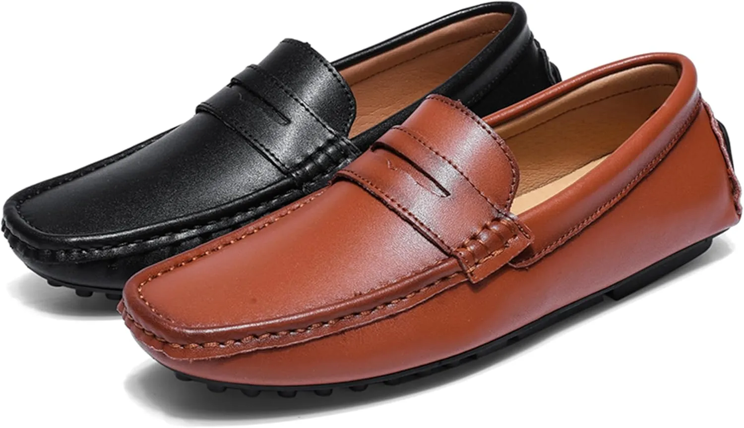 Minishion Boys Mens Comfortable Dress Shoes Loafers with Buckle Driving Moccasins YY007