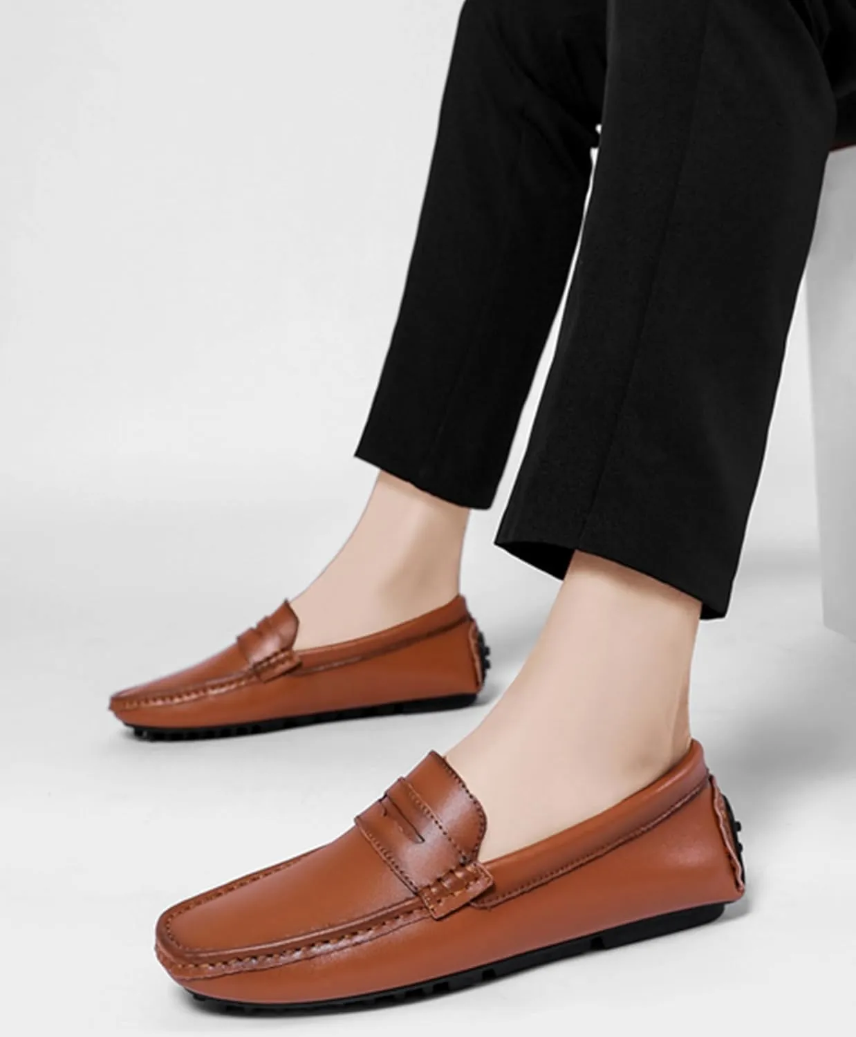 Minishion Boys Mens Comfortable Dress Shoes Loafers with Buckle Driving Moccasins YY007