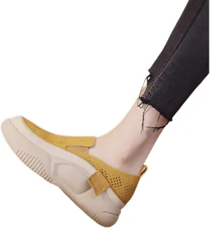 Mokcoliy]【Mesh Slip-On Shoes Women Fashion Chunky Sole Loafers, Breathable Round Toe Design for Summer Comfort & Easy Wear (4 Colours)