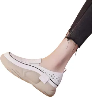 Mokcoliy]【Mesh Slip-On Shoes Women Fashion Chunky Sole Loafers, Breathable Round Toe Design for Summer Comfort & Easy Wear (4 Colours)