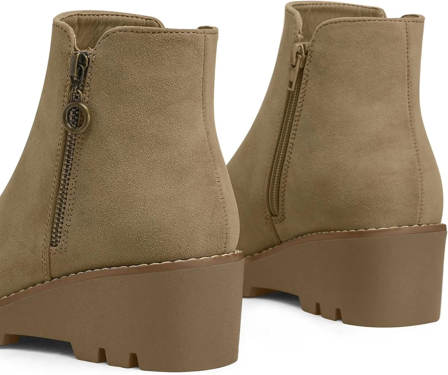 mysoft Women's Ankle Boots Zipper Wedge Booties Lug Sole