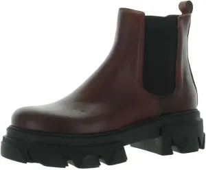 Sam Edelman Daelyn Red Chunky Lugged Heel Pull On Rounded Toe Combat Ankle Boots
