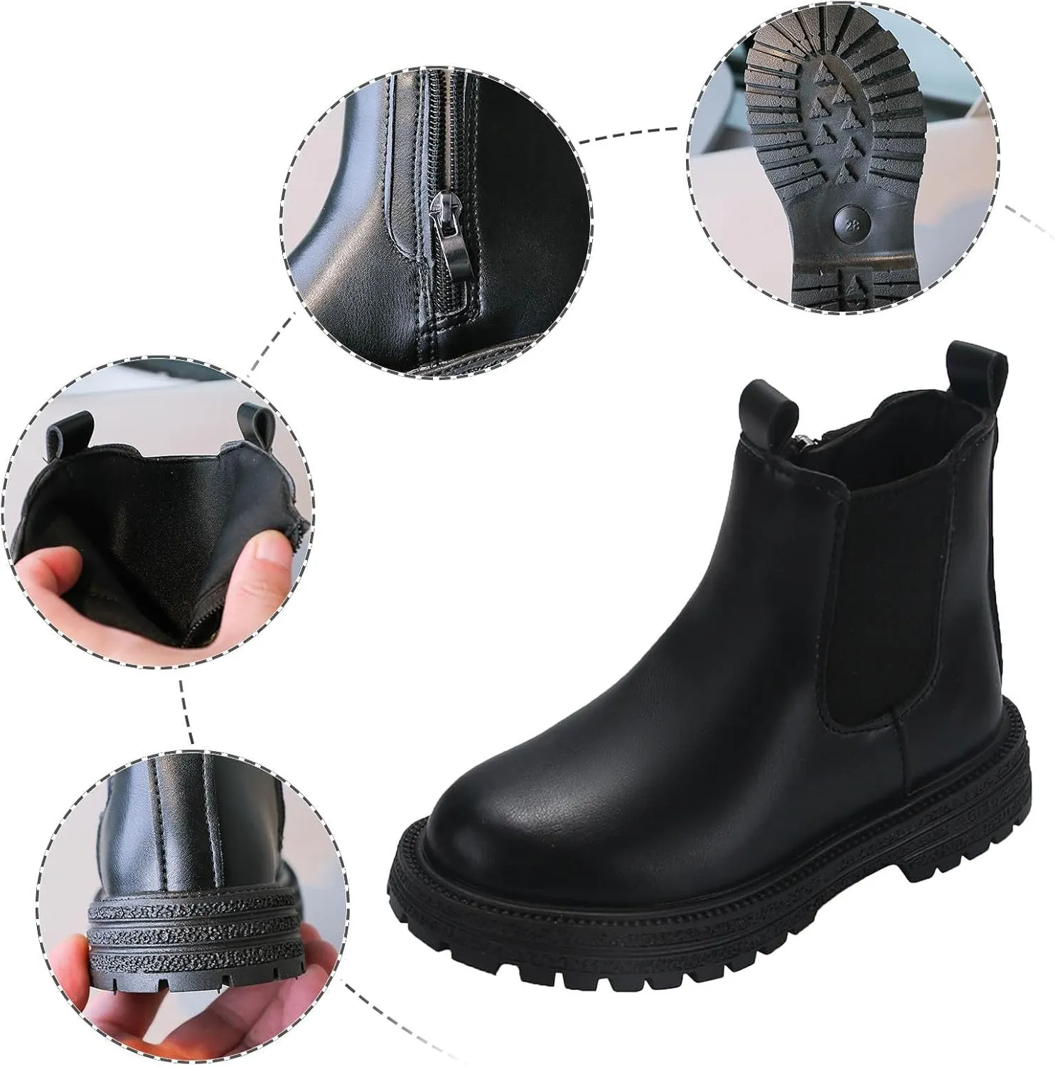 Short Boots Ankle Boots for Girls Bow Side Zipper Low Heel Outdoor Warm Shoes Waterproof Combat Shoes with Zipper