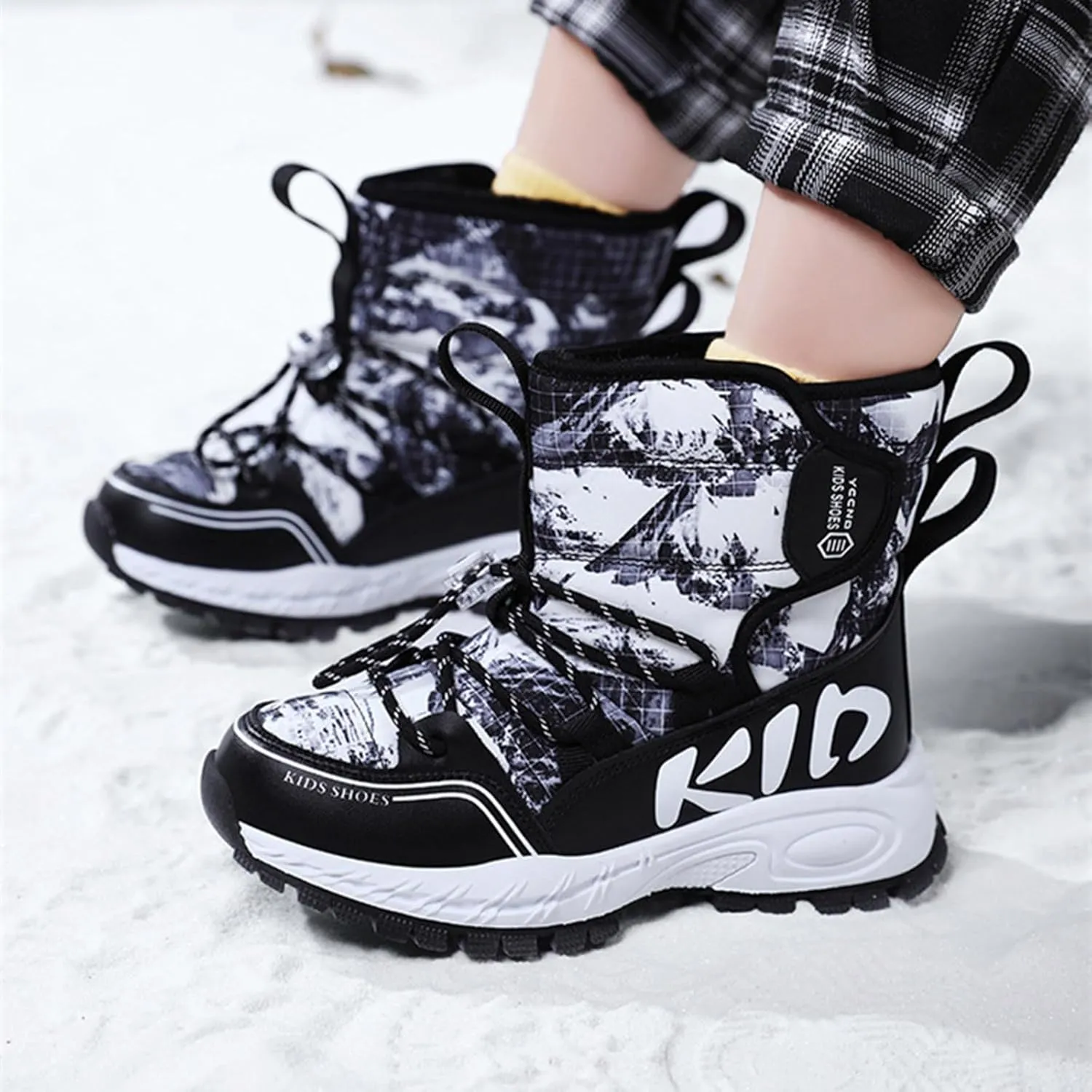 Snow Boots for Boy Girls Winter Boots Insulated Faux Fur Hiking Boots Fuzzy Zip up Warm Lined Short Boot Cold Weather