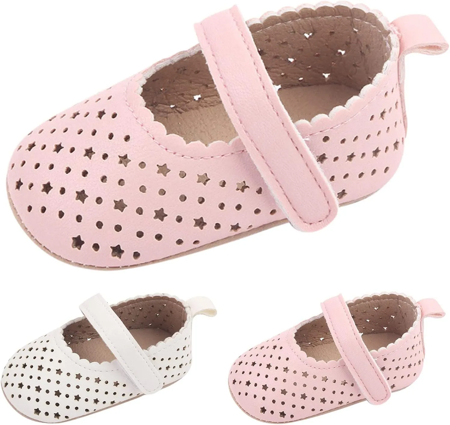 Spring and Summer Children Baby Infant Shoes for Girls Flat Sole Light Hollow Breathable Comfortable Hook Loop Solid Casual Infant Boy Tennis Shoes Size 8