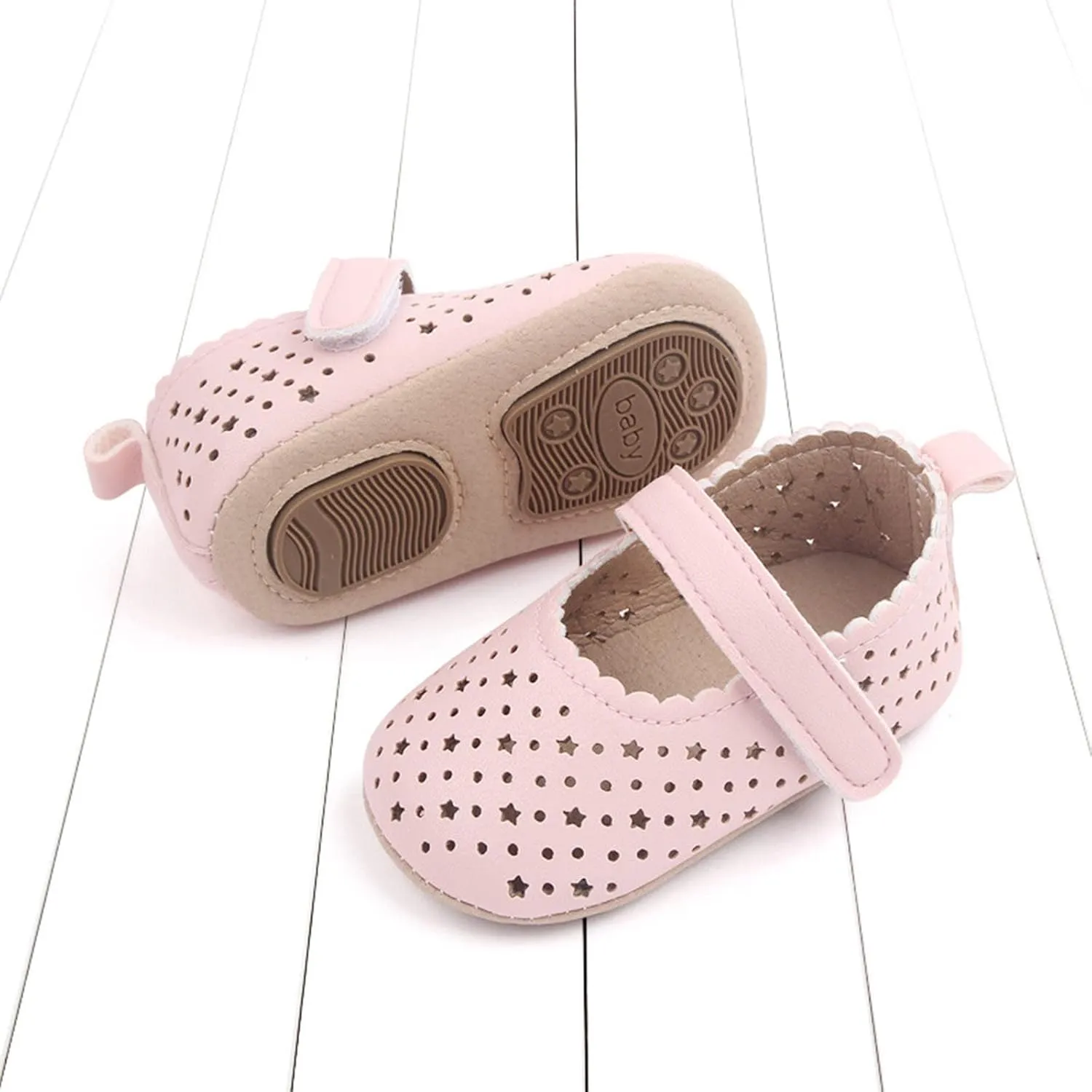 Spring and Summer Children Baby Infant Shoes for Girls Flat Sole Light Hollow Breathable Comfortable Hook Loop Solid Casual Infant Boy Tennis Shoes Size 8