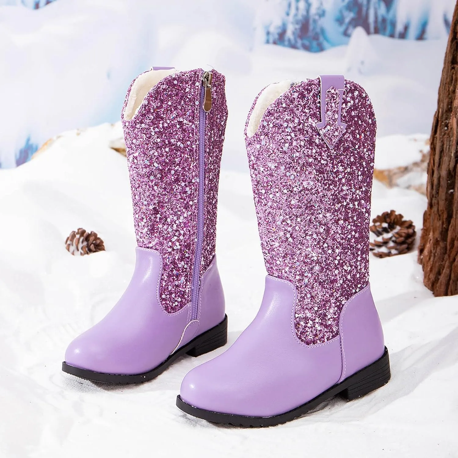Toddler Girls Cowgirl Boots Western Glitter Cowboy Boot Ankle Boots Little Kids Big Kid Party Birthmen Dress Shoes