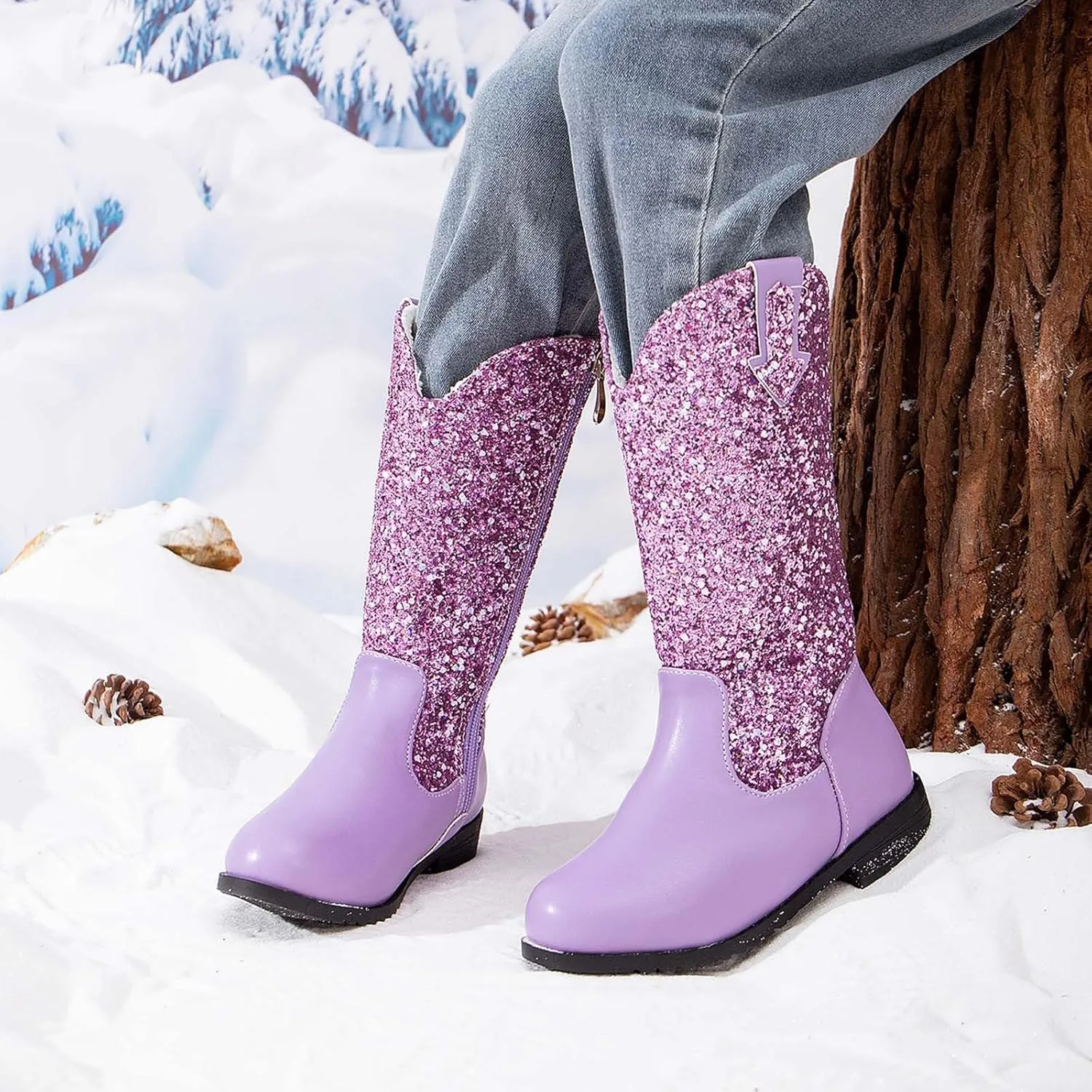 Toddler Girls Cowgirl Boots Western Glitter Cowboy Boot Ankle Boots Little Kids Big Kid Party Birthmen Dress Shoes