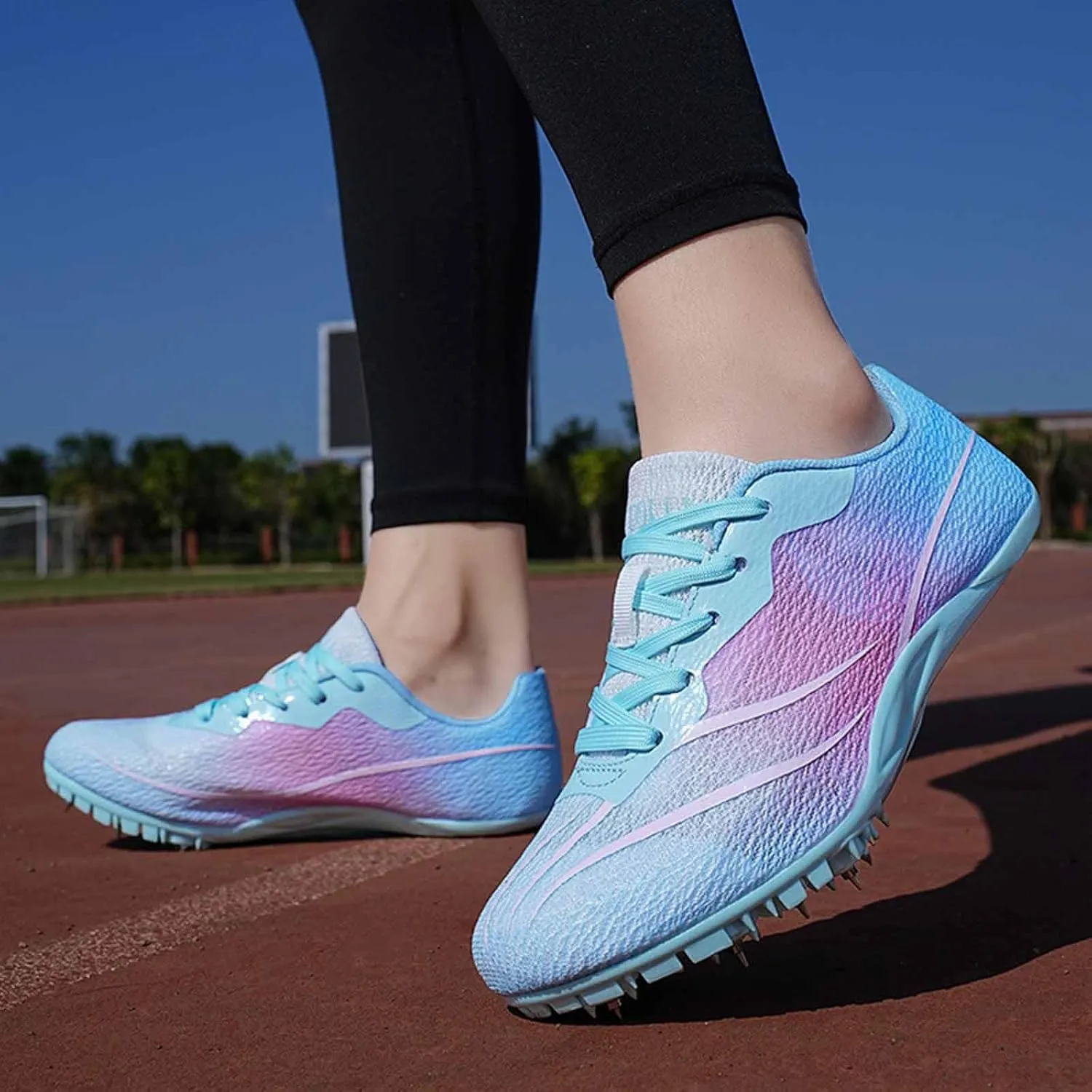 Track Field Shoes for Mens Running Sneakers Lightweight Breathable Spikes Race Jumping Trainers for Boys Girls