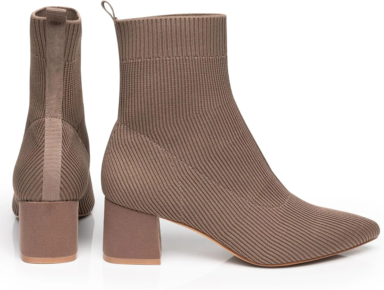 Trary Women's Pointed Toe Ankle Boots Knit Sock Booties Chunky Heeled Slip On Ankle Boot Fall Womens Boots