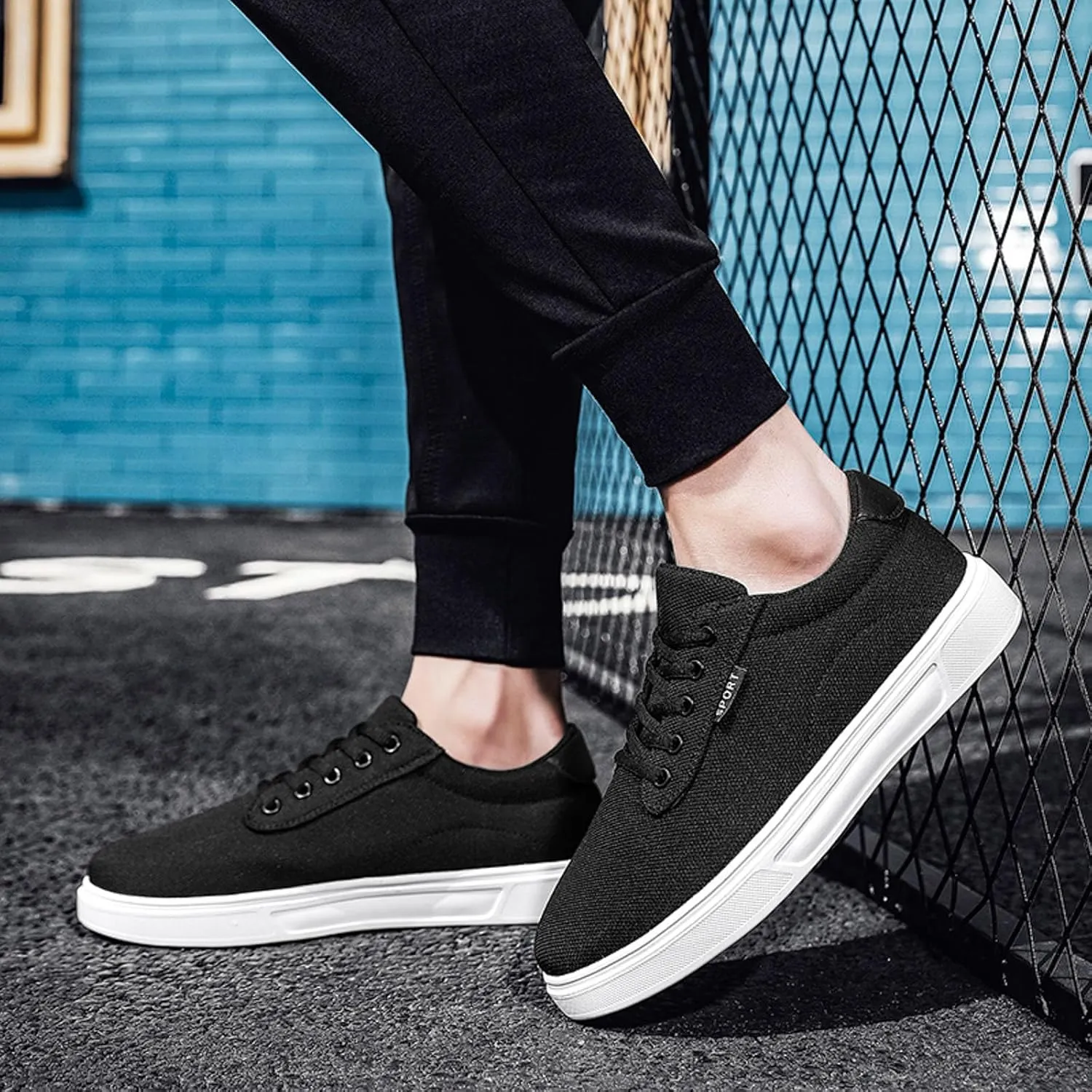 Walking Shoes Tennis Comfortable Men Casual Shoes Fashionable and Simple Solid Color New Pattern Flat Bottomed