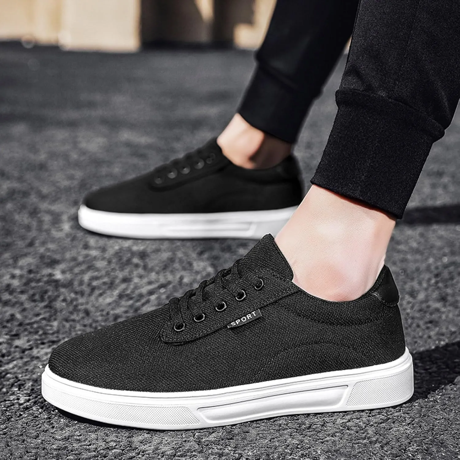 Walking Shoes Tennis Comfortable Men Casual Shoes Fashionable and Simple Solid Color New Pattern Flat Bottomed