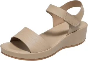 Wedge Sandals for Women 2024 Women Sandals Fashionable New Pattern Simple Solid Color Wedge Hook Loop Comfortable