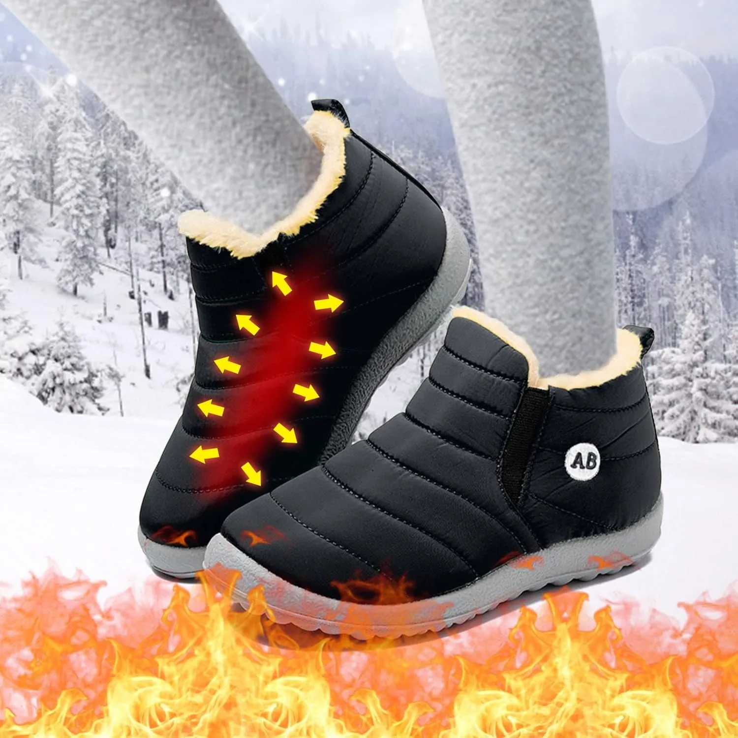Winter Snow Boots for Kids Winter Shoes Infant Boys Girls Booties Faux Fur Lined Girls Boys Barefoot Boots Shoes