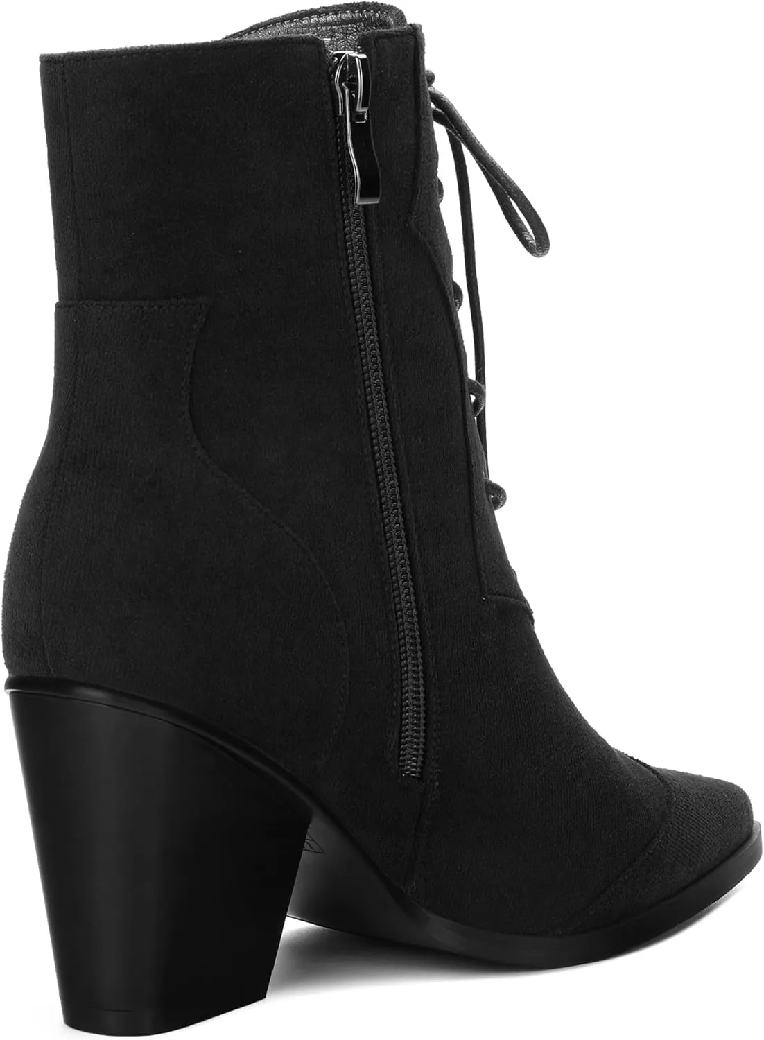 Women's Ankle Boots, Lace-Up & side zipper Pointed Toe Ankle Booties with Mid Heels for Women's Chelsea Boots