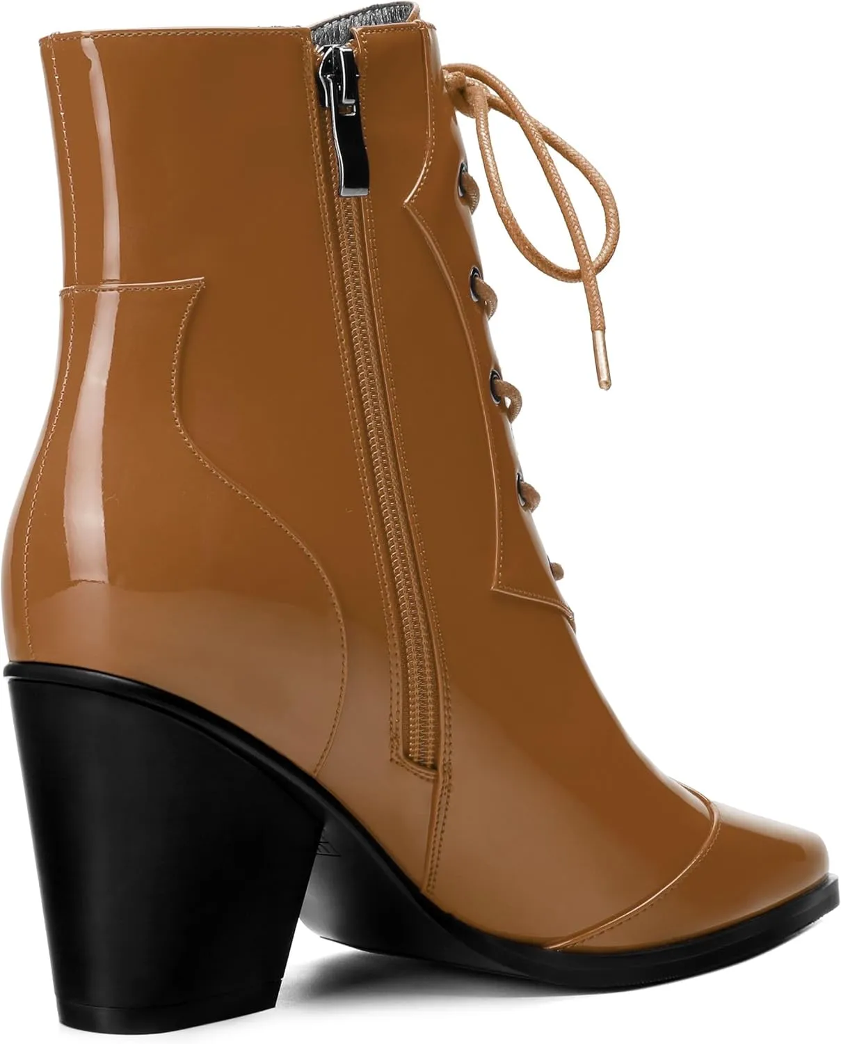 Women's Ankle Boots, Lace-Up & side zipper Pointed Toe Ankle Booties with Mid Heels for Women's Chelsea Boots
