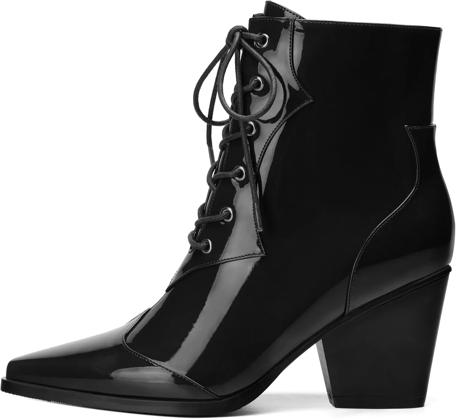 Women's Ankle Boots, Lace-Up & side zipper Pointed Toe Ankle Booties with Mid Heels for Women's Chelsea Boots