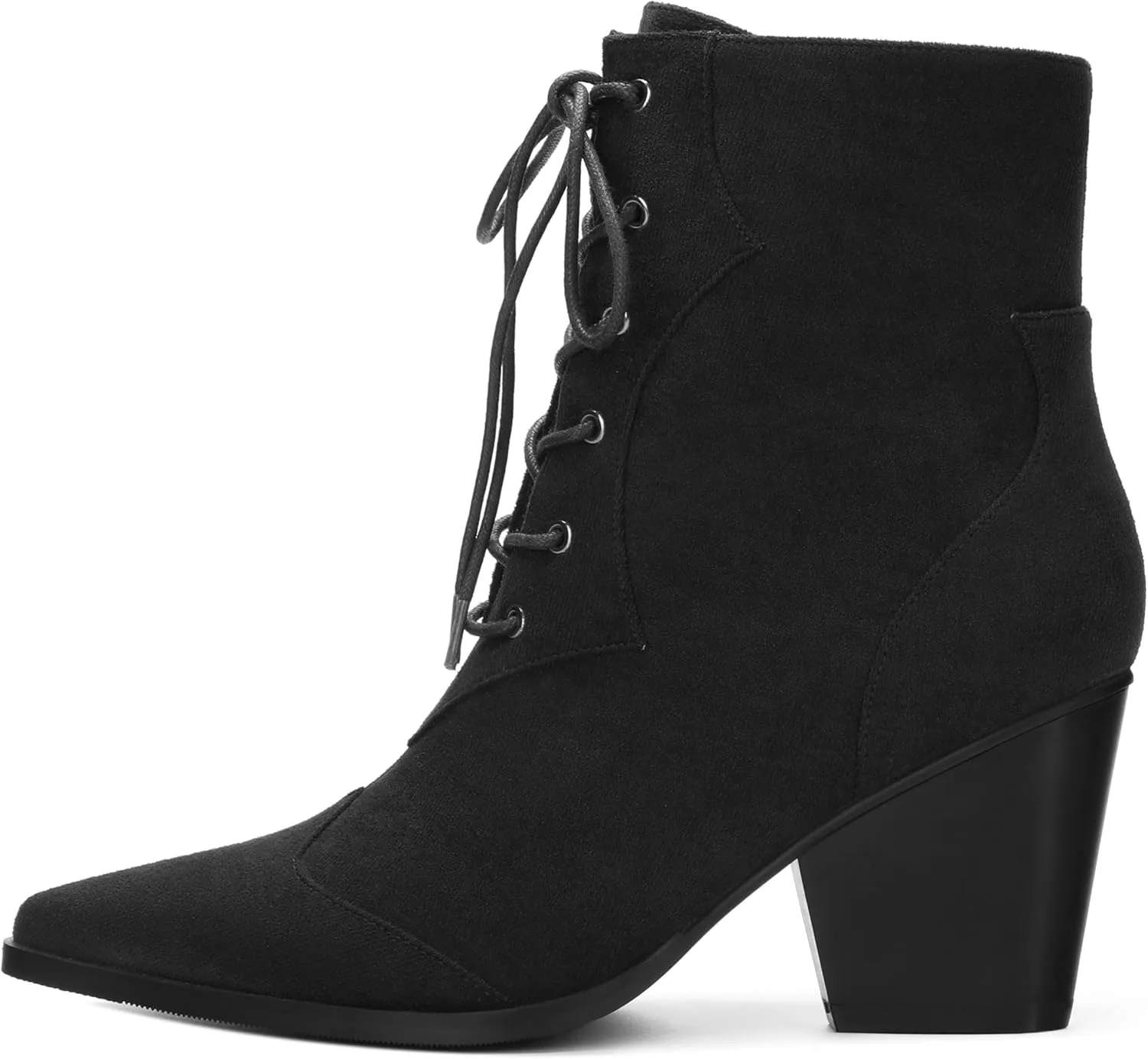 Women's Ankle Boots, Lace-Up & side zipper Pointed Toe Ankle Booties with Mid Heels for Women's Chelsea Boots