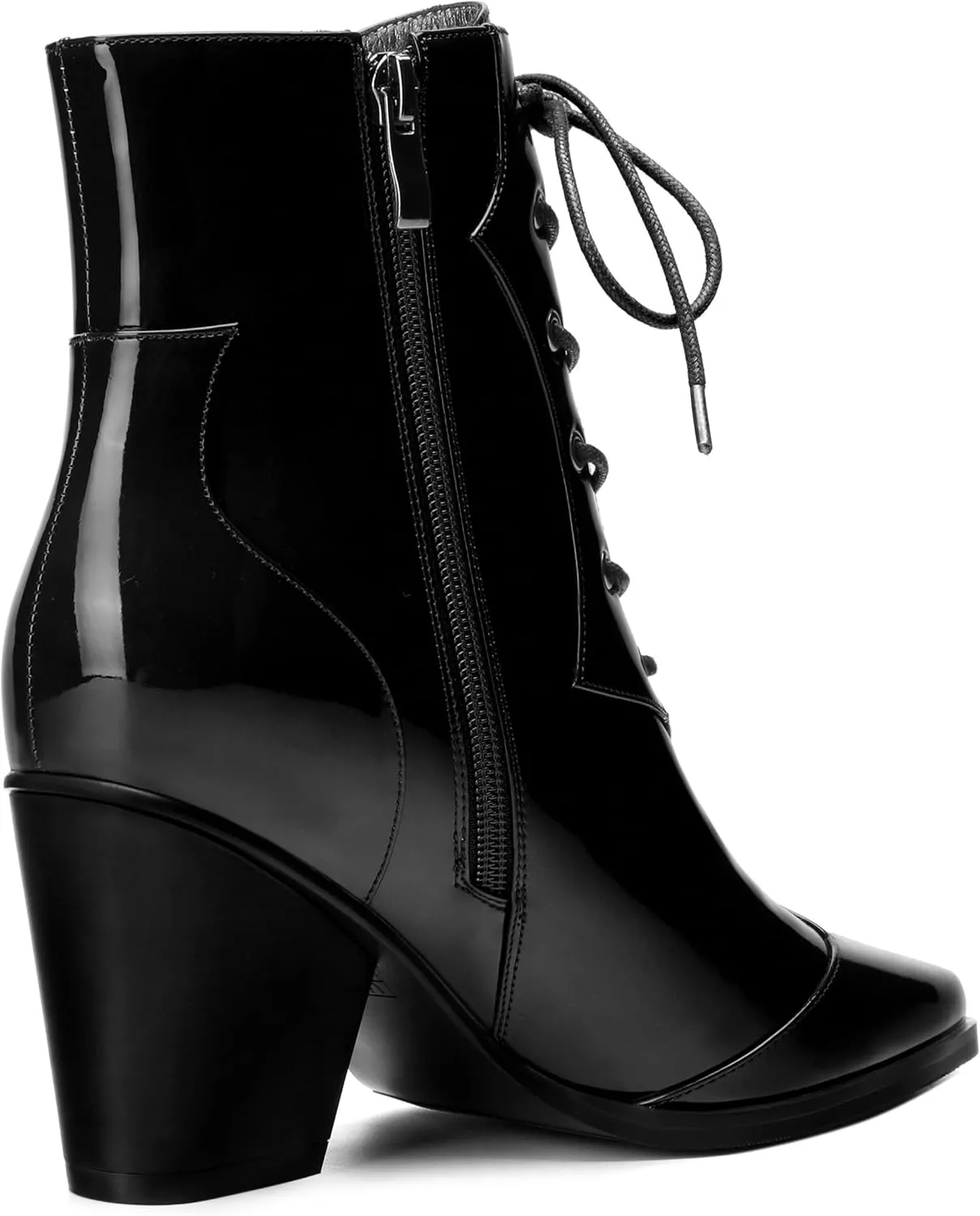 Women's Ankle Boots, Lace-Up & side zipper Pointed Toe Ankle Booties with Mid Heels for Women's Chelsea Boots
