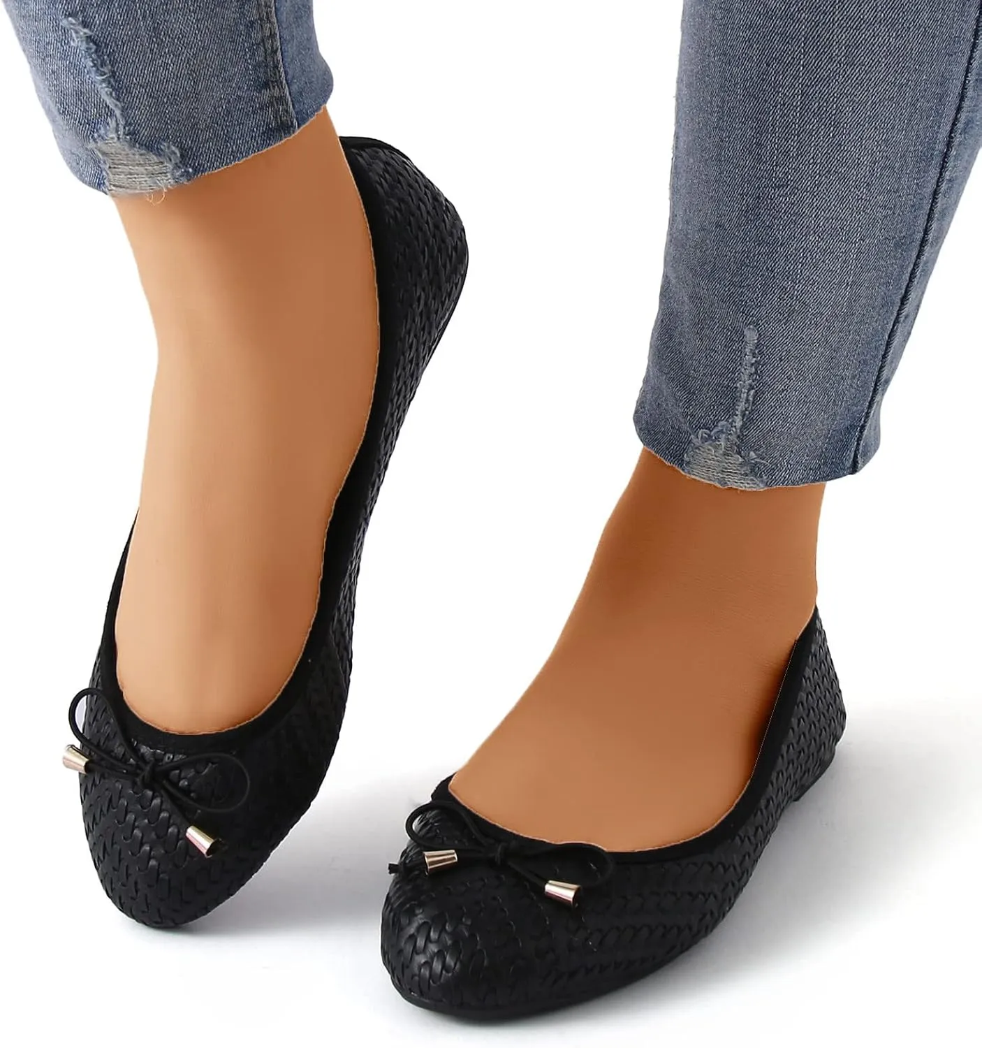 Women's Casual Slip-On Flat Comfortable Dressy Casual Work Flats Square Toe Comfortable Office Work Shoes