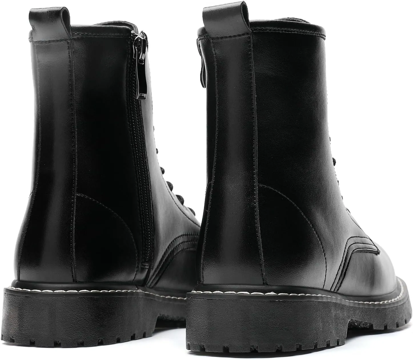 Women's Combat Boots Womens Motorcycle Boots Ankle Booties Low Heel Side Zipper Lace-up Fashion Casual Short Boots