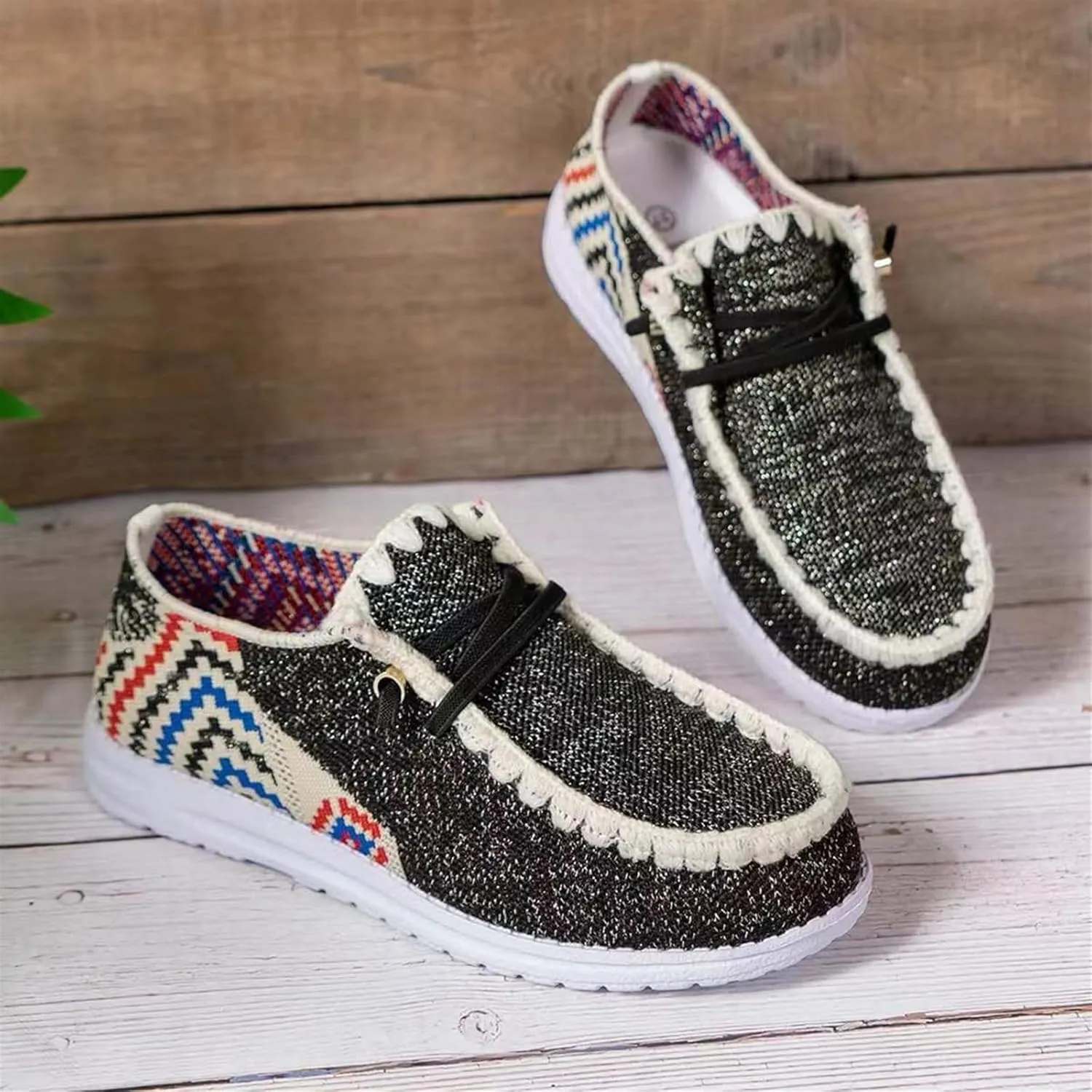 Women's Lace-up Slip-on Loafers Knitted Breathable Fabrics Boat Lightweight Easy Wear Comfortable Round Toe Driving Casual Walking Shoes for Women