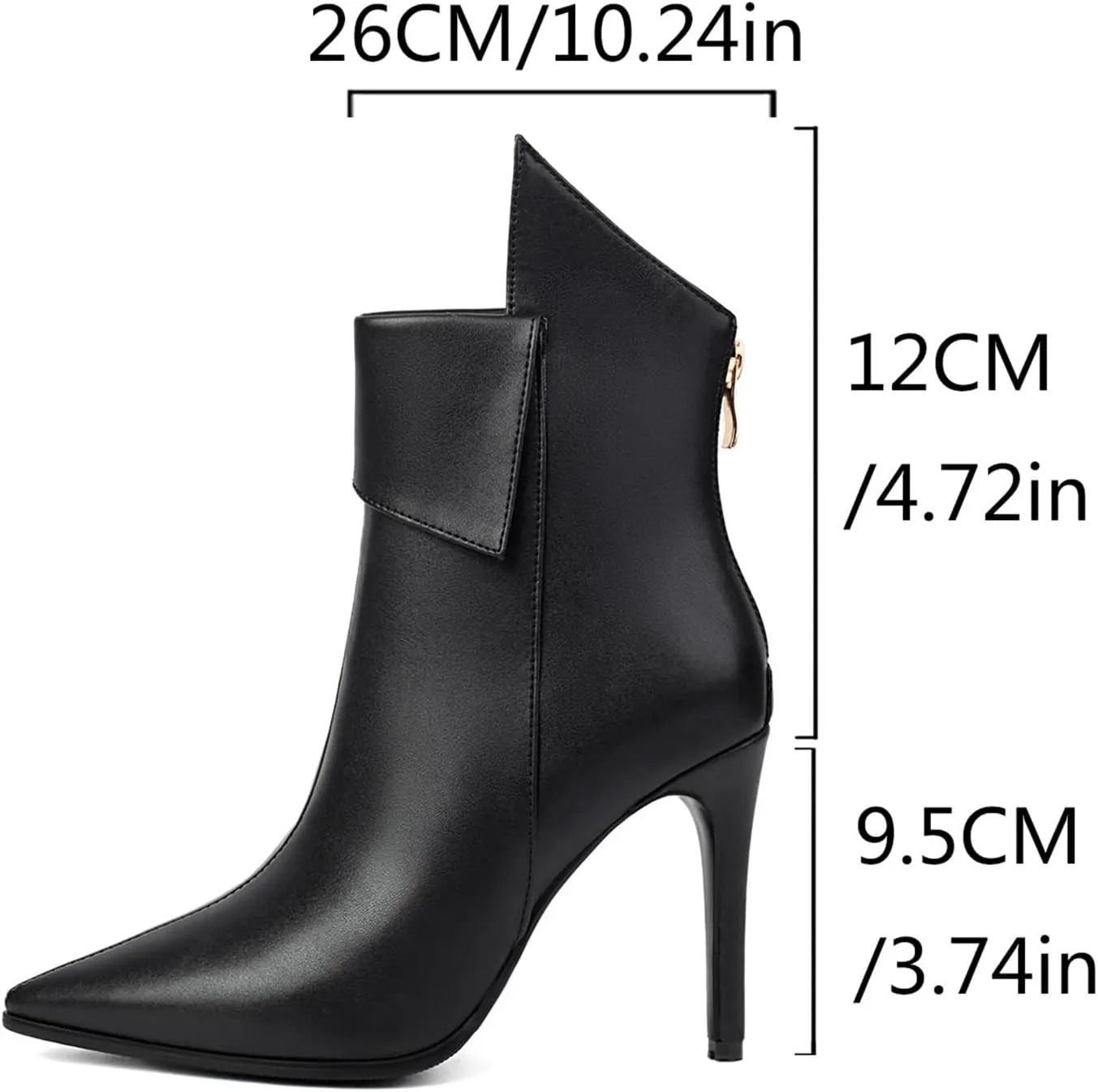Women's Leather Pointed-Toe Stiletto Heel Ankle Boots Fashion Sexy Back Zipper Kitten Heel Booties Classic Simple Party Dress Boots