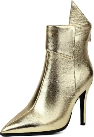 Women's Leather Pointed-Toe Stiletto Heel Ankle Boots Fashion Sexy Back Zipper Kitten Heel Booties Classic Simple Party Dress Boots