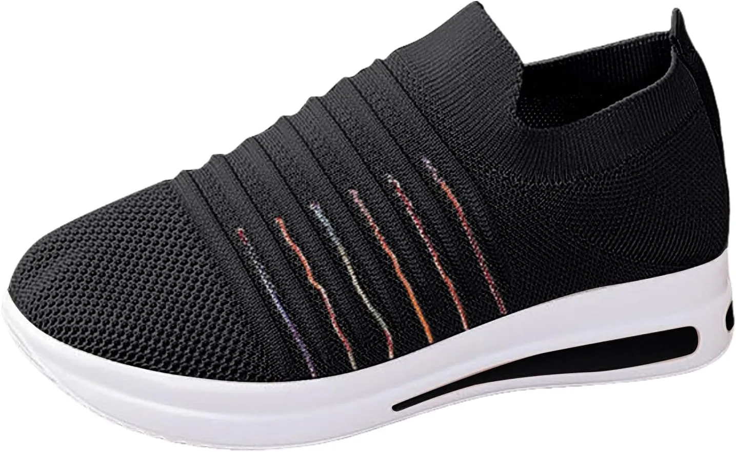 Womens Summer Breathable Shoes Soft Sole Flying Mesh Slip On Shoes for Women Non Slip Comfortable Non Slip Thick Sole Loafers Travel Friendly Shoe,Daily Workout Working Lightweight Shoe,