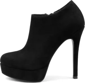 Zzheels Side Zipper Spring Boots Simple Ankle Boots Pointy Toe Platform Heels for Party