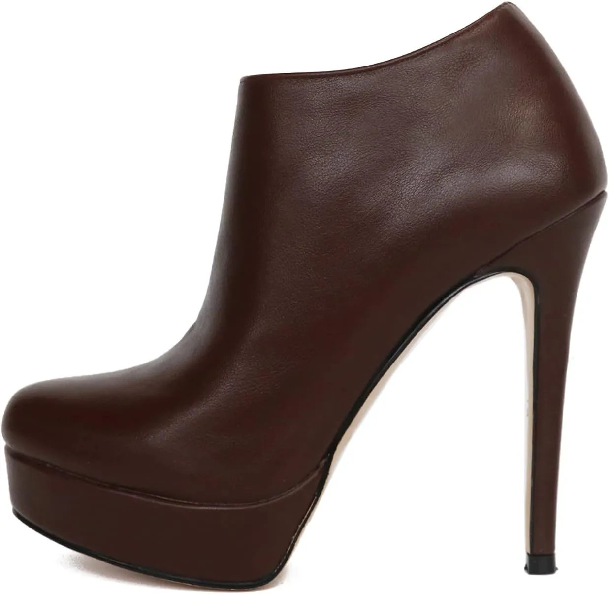 Zzheels Side Zipper Spring Boots Simple Ankle Boots Pointy Toe Platform Heels for Party